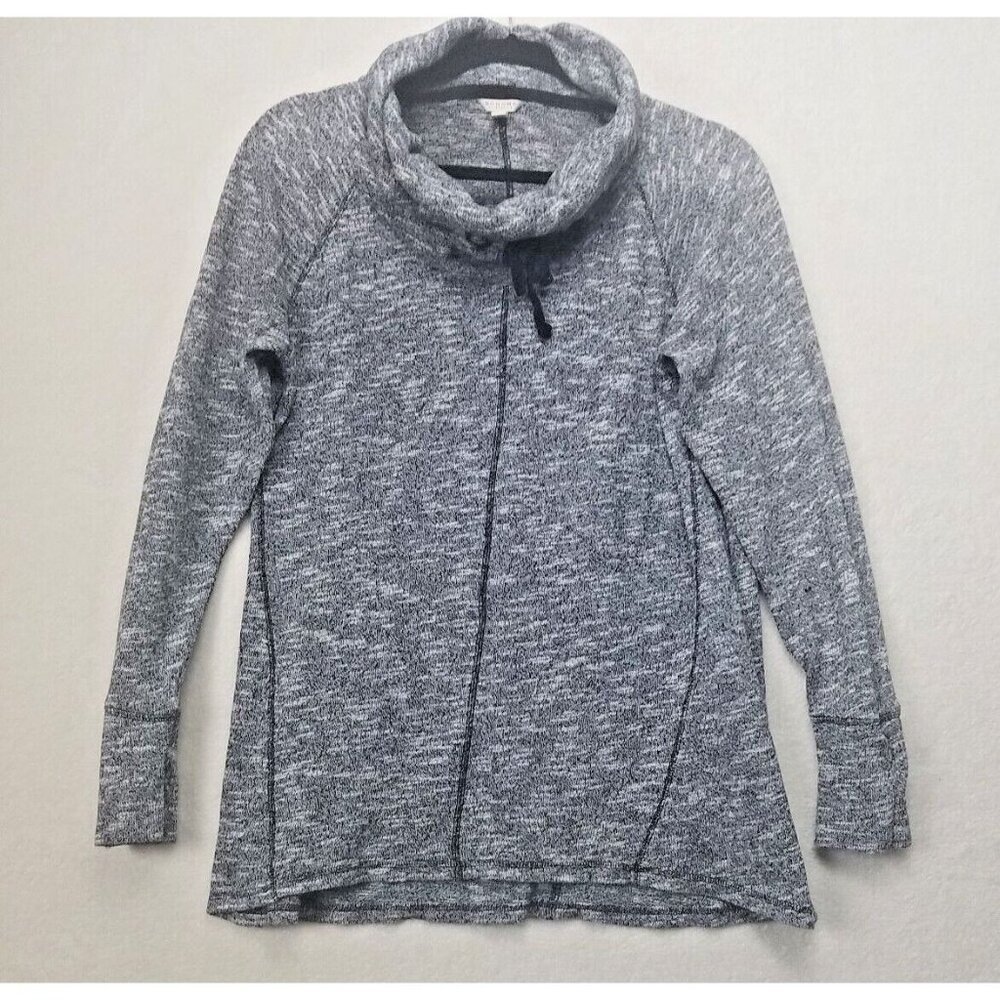 Sonoma lifestyle women's 1X jersey pull over grey sweater cowl neck 100 % cotton